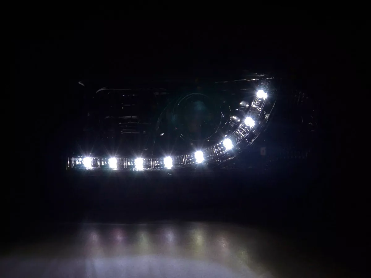 Scheinwerfer Set Daylight LED TFL-Optik VW Bus Typ T4 Bj. 90-03 chrom