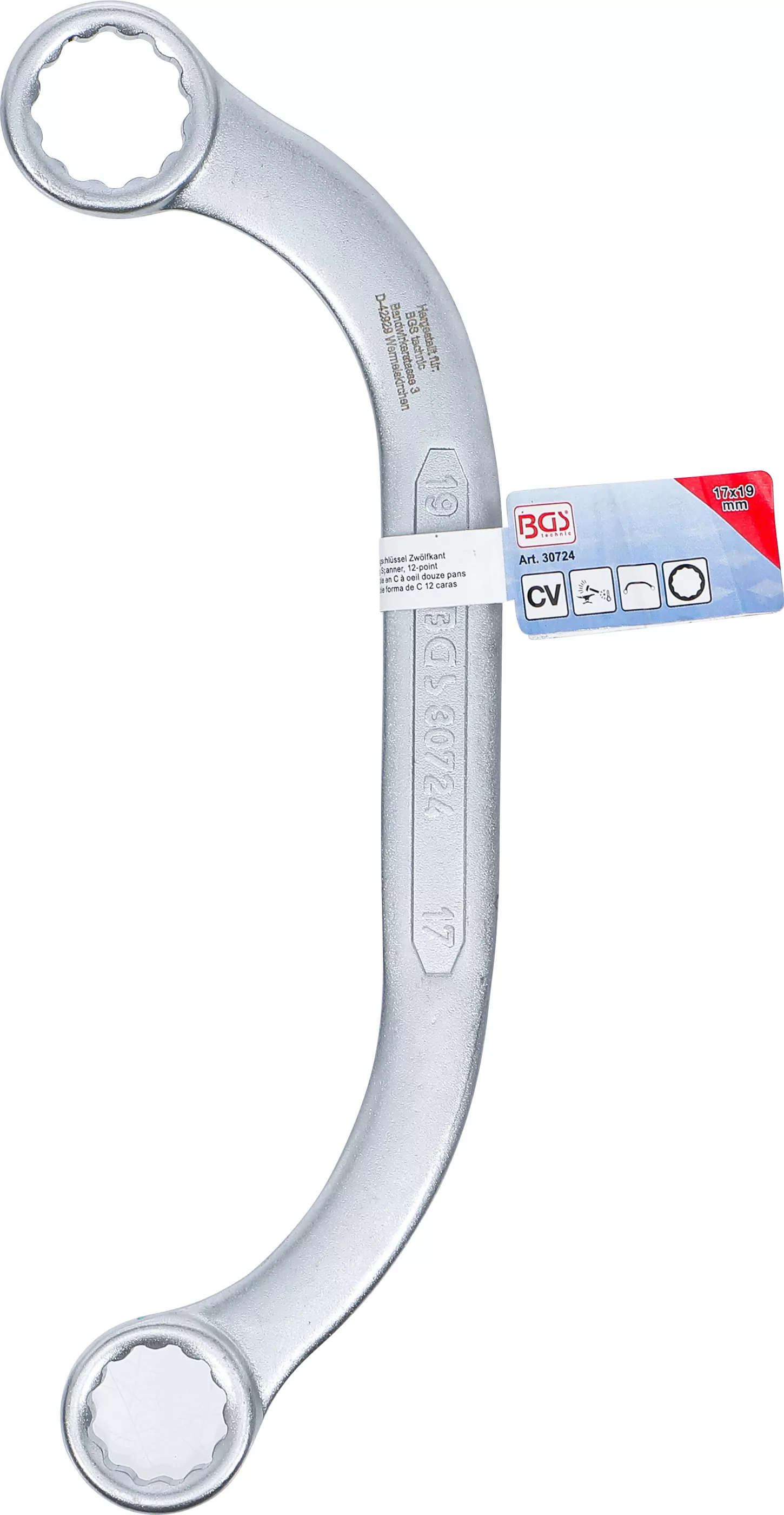 C-Form Doppel-Ringschlüssel Zwölfkant | SW 17 x 19 mm