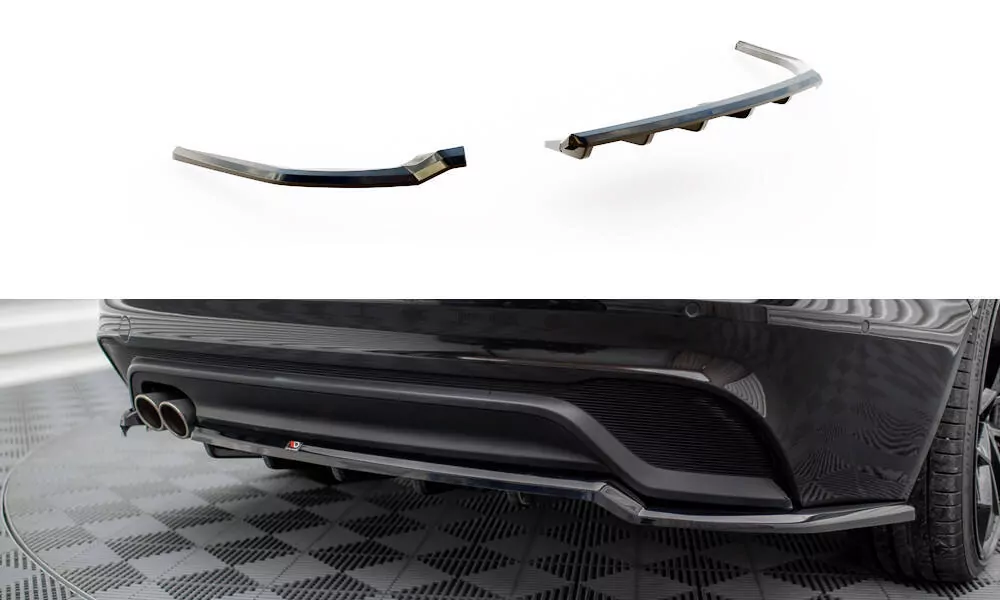 Hinten Splitter (mit Einem Vertikalem Balken) Jaguar XE X760 Facelift Schwarz Hochglanz