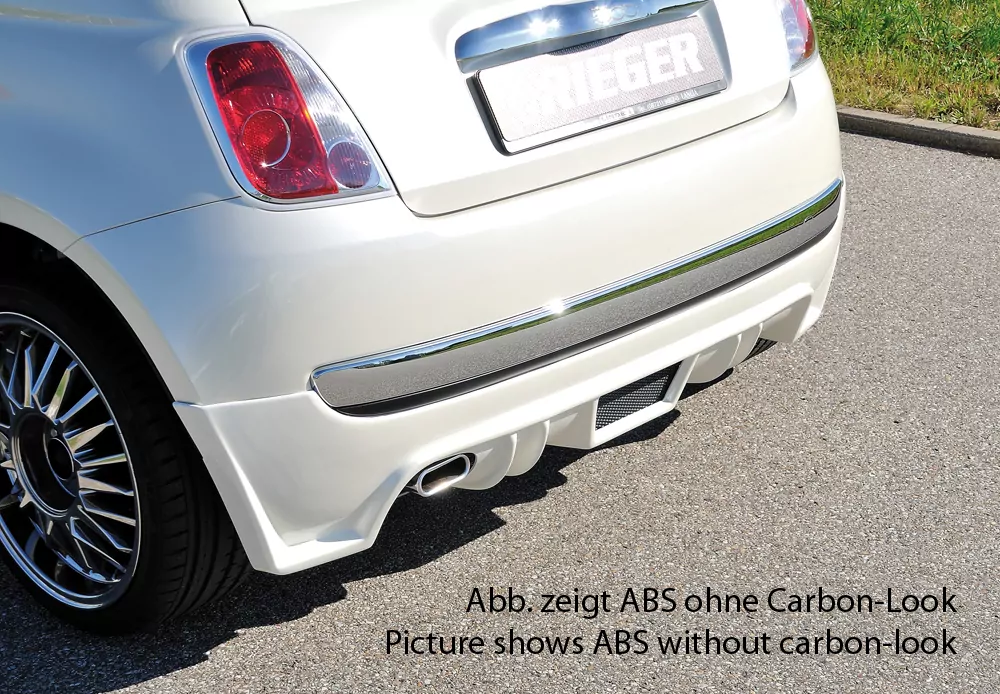 Rieger Heckschürzenansatz carbon look für Fiat 500 (312) 2-tür. 10.07-11.16