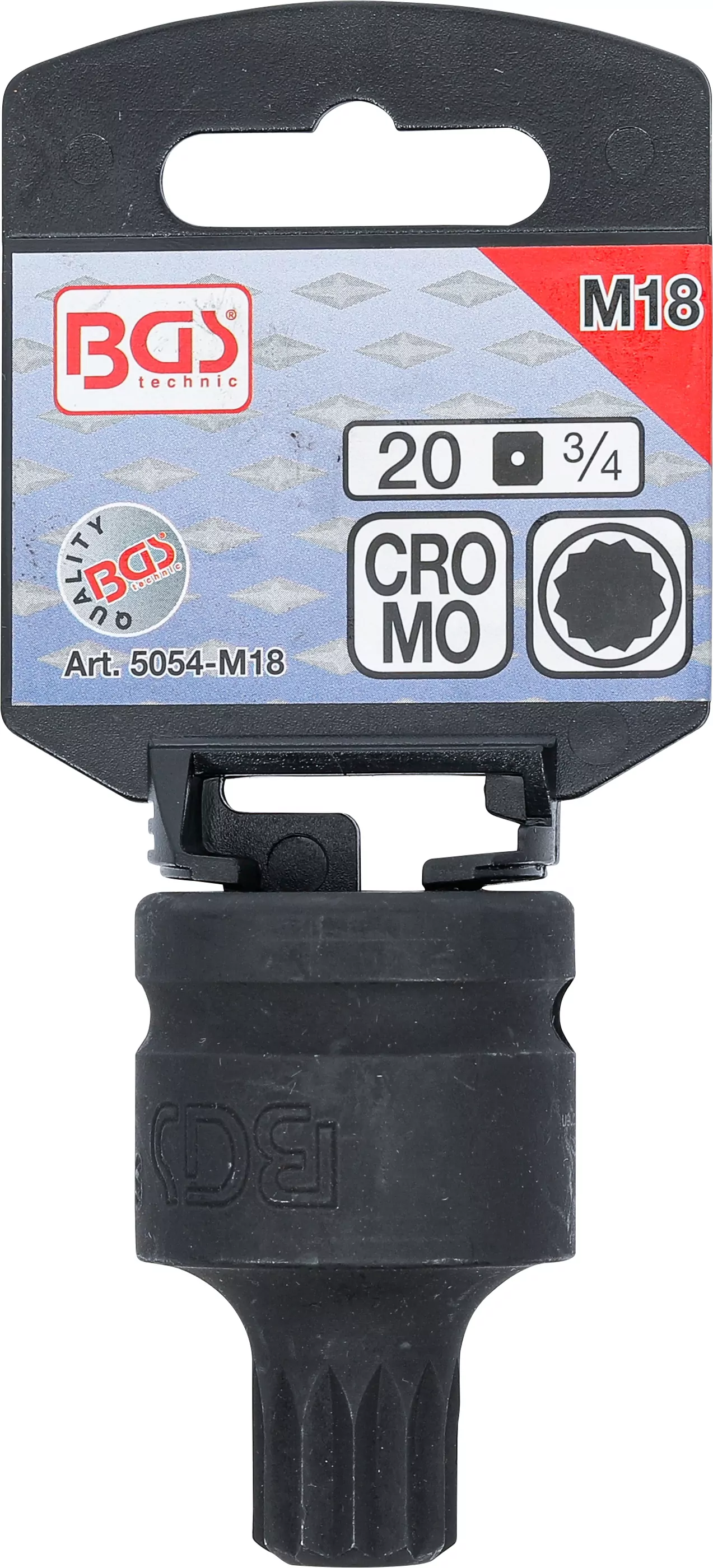 Kraft-Bit-Einsatz | Länge 55 mm | Antrieb Innenvierkant 20 mm (3/4") | Innenvielzahn (für XZN) M18