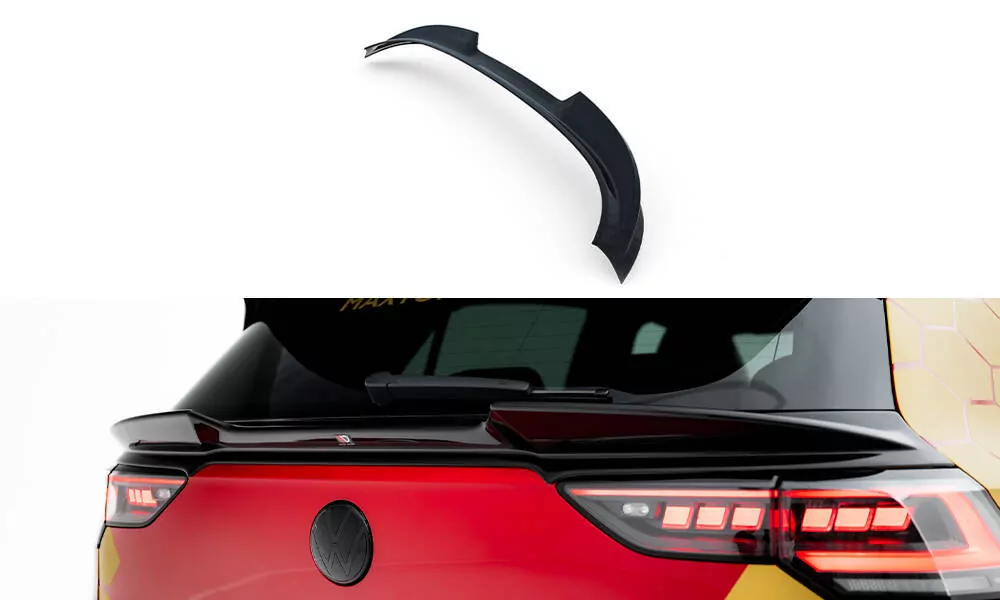 Niedriger Spoiler CAP Für 3D Volkswagen Golf GTI / GTI Clubsport / R / R-Line / GTE / GTD Mk8 / Mk8 Facelift Schwarz Hochglanz