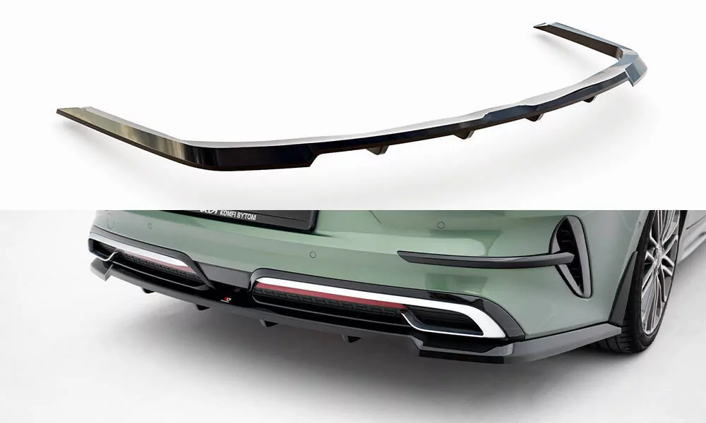 Hinten Splitter (mit Einem Vertikalem Balken) Kia Proceed GT-Line Mk1 Facelift Schwarz Hochglanz
