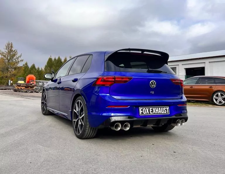 VW Golf 8 R  Halbanlage ab OPF - 2x100 Typ 25 rechts/links mit perforierten Innenleben - mit 2 elektronischen Klappen