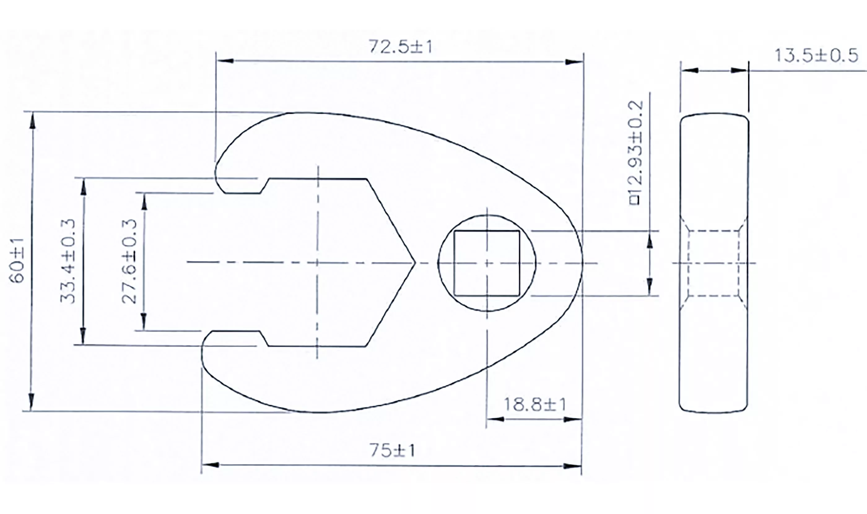 Hahnenfußschlüssel | Antrieb Innenvierkant 12,5 mm (1/2") | SW 33 mm