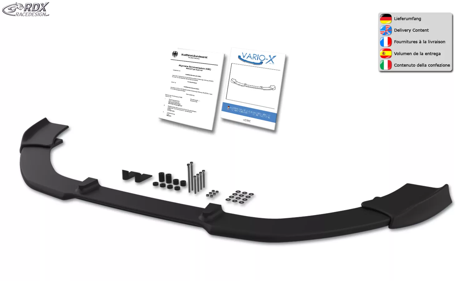 RDX Frontspoiler VARIO-X für KIA Ceed, Ceed SW, Pro Ceed GT & GT-Line Typ JD (2015+) Frontlippe Front Ansatz Vorne Spoilerlippe