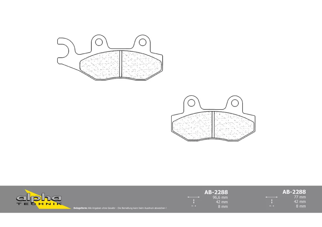 ALPHA TECHNIK Bremsbelag Straße mit ABE