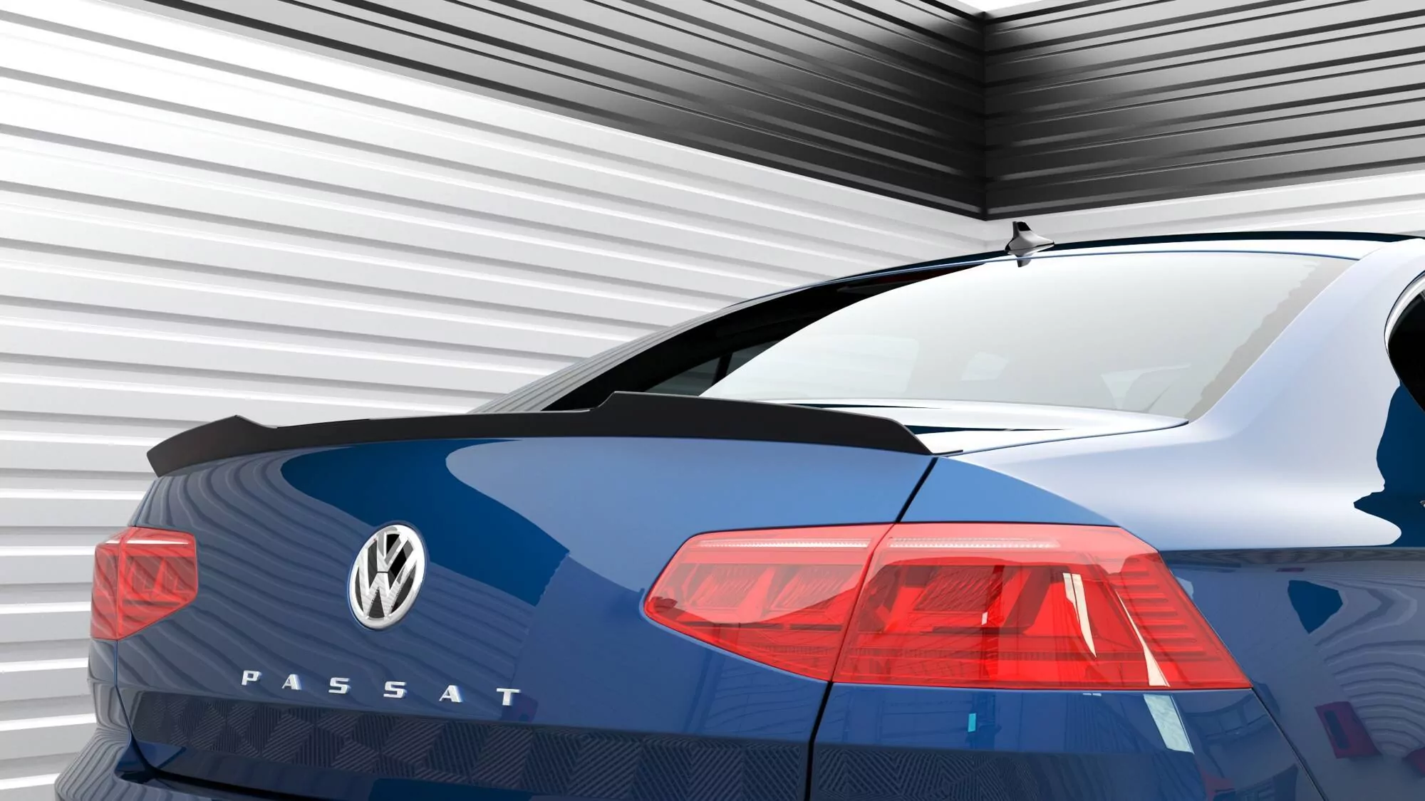 Spoiler CAP Für Volkswagen Passat Limousine R-Line Mk8 Schwarz Hochglanz