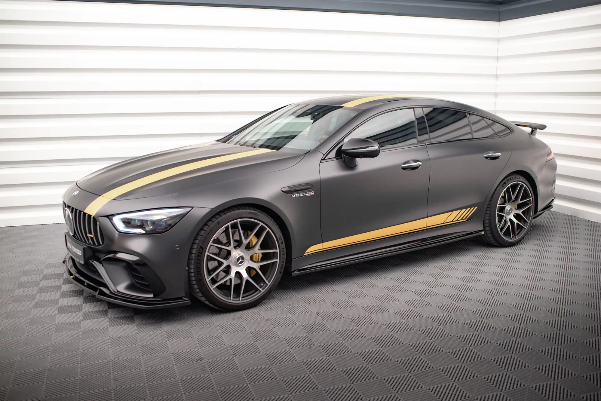 Seitenschweller Ansatz Passend Für Mercedes-AMG GT 63S 4 Türer Coupe Schwarz Hochglanz