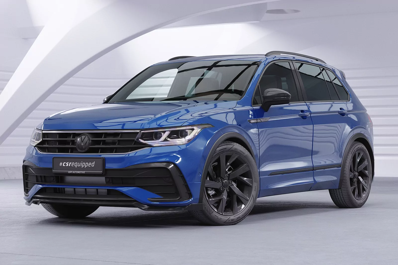Cup-Spoilerlippe mit ABE für VW Tiguan II (Typ AD1) R-Line CSL475 Schwarz Strukturiert