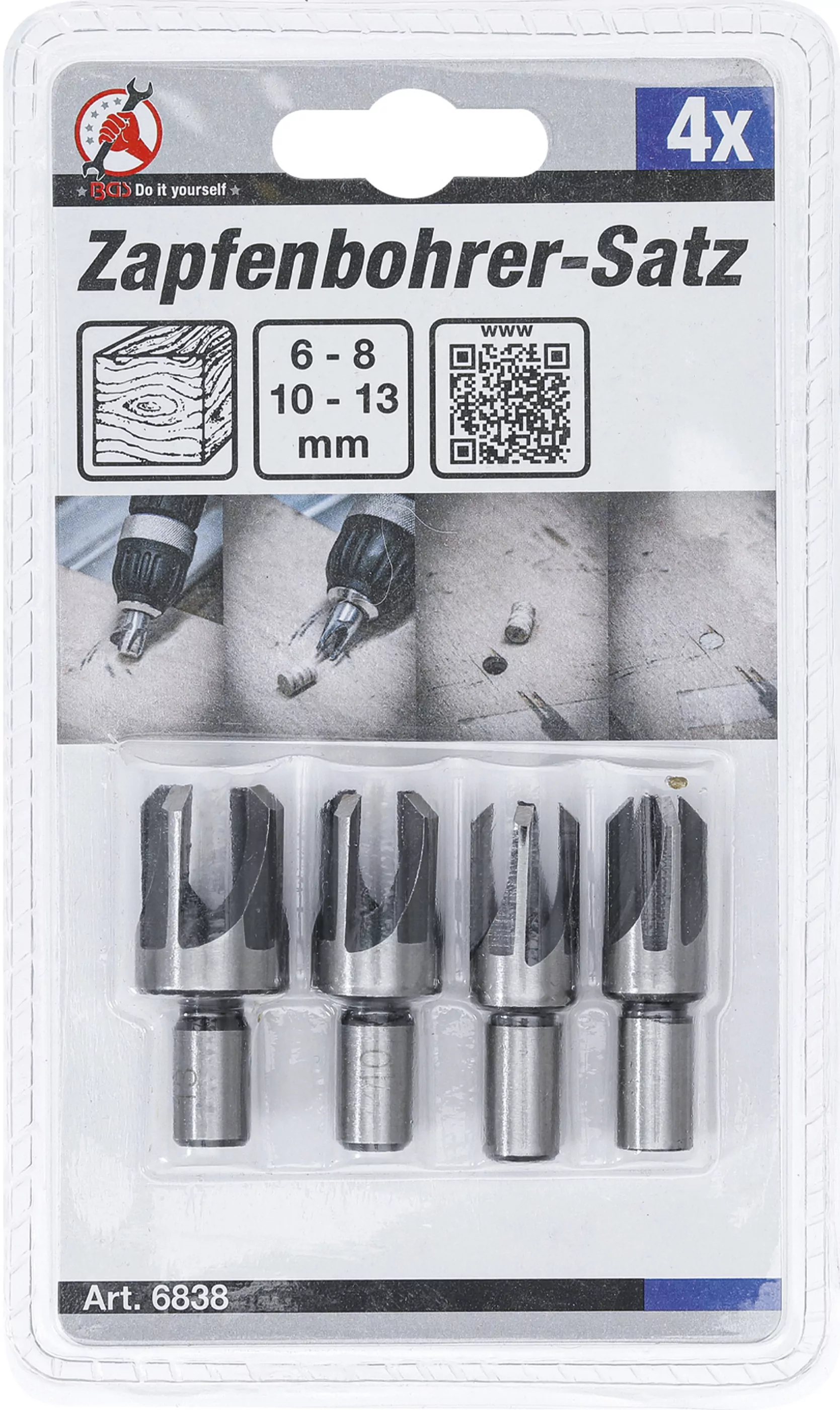 Zapfenbohrer-Satz | 6 - 8 - 10 - 13 mm | 4-tlg.