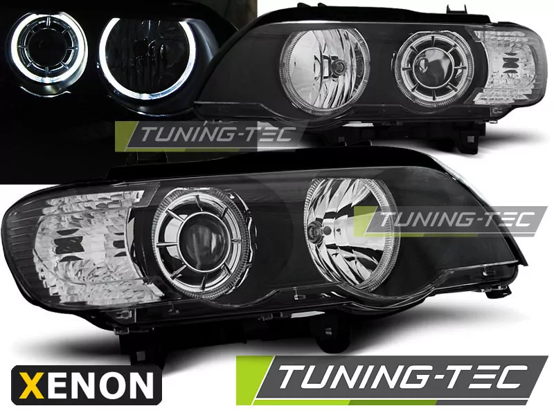XENON HEADLIGHTS ANGEL EYES LED BLACK fits BMW X5 E53 09.99-10.03