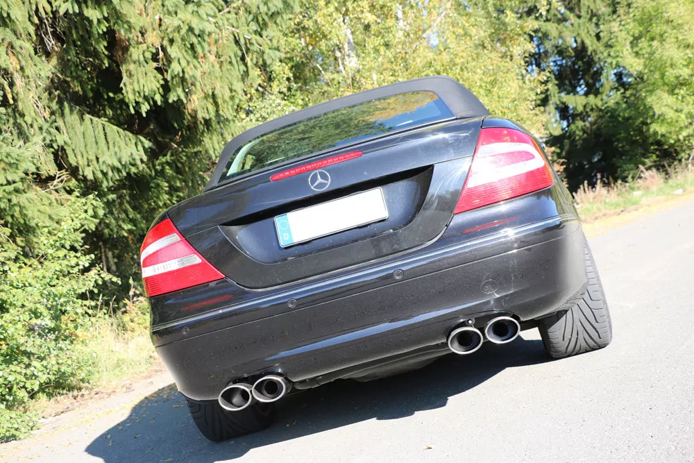 Mercedes CLK Typ 209 Cabrio & Coupe  Endschalldämpfer Ausgang rechts/links Ø70mm - 2x115x85 Typ 32 rechts/links