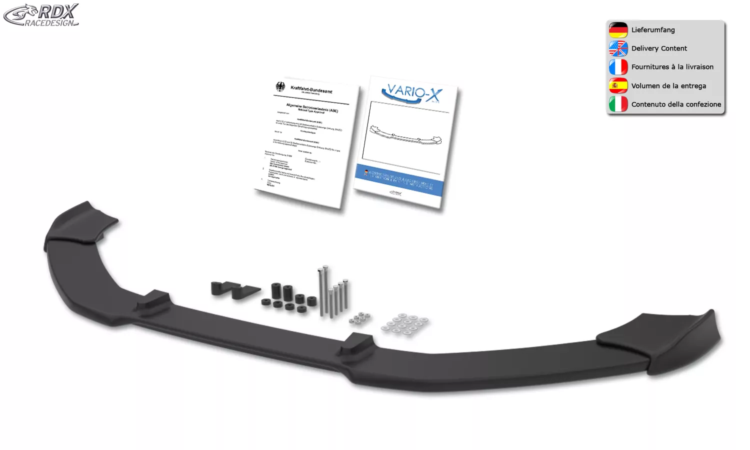 RDX Frontspoiler VARIO-X für VW Polo 6C Frontlippe Front Ansatz Vorne Spoilerlippe