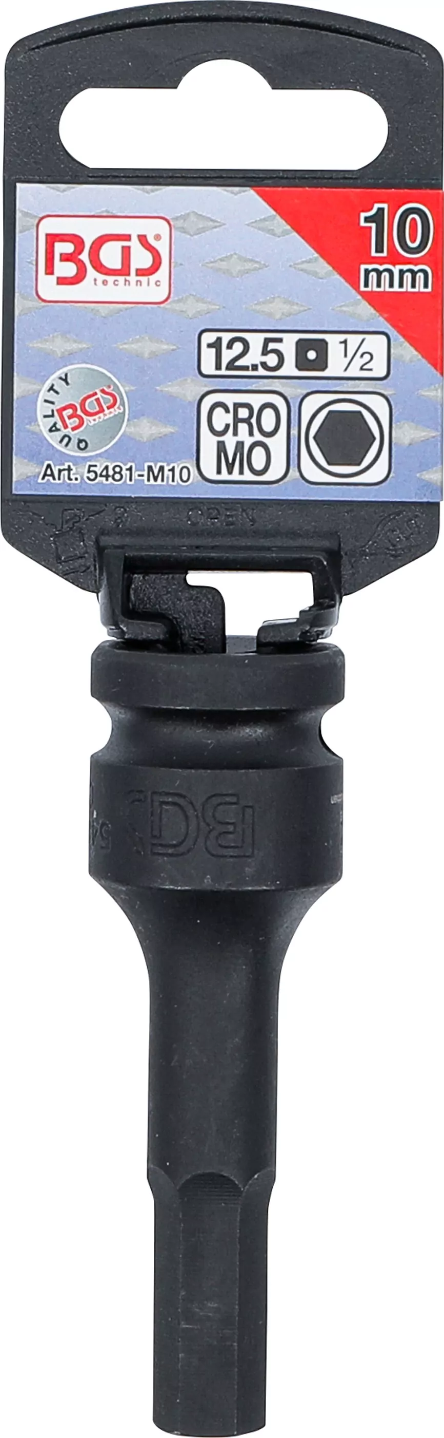 Kraft-Bit-Einsatz | Länge 75 mm | Antrieb Innenvierkant 12,5 mm (1/2") | Innensechskant 10 mm