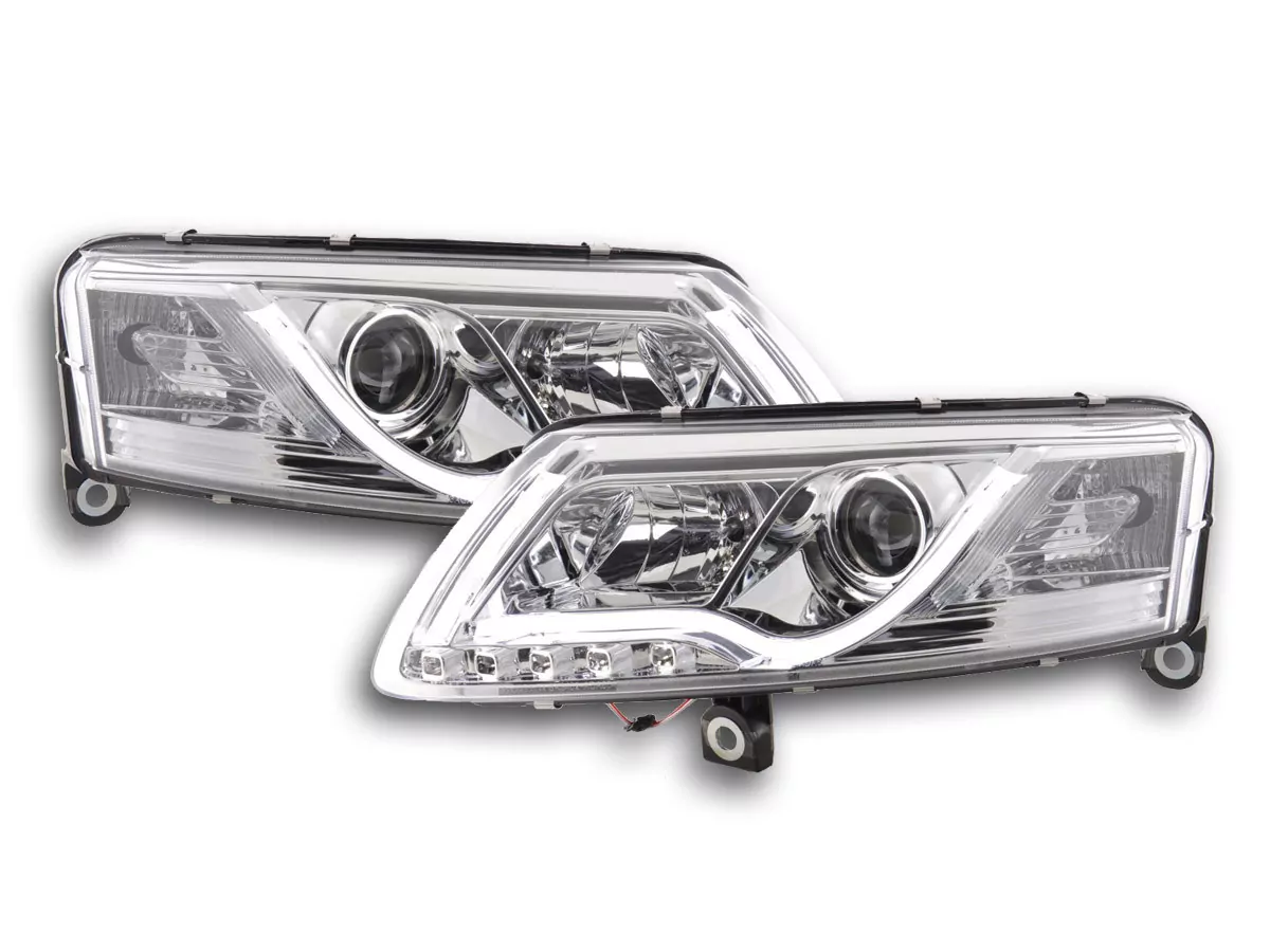 Scheinwerfer Set Daylight LED TFL-Optik Audi A6 Typ 4F Bj. 04-08 chrom für Rechtslenker