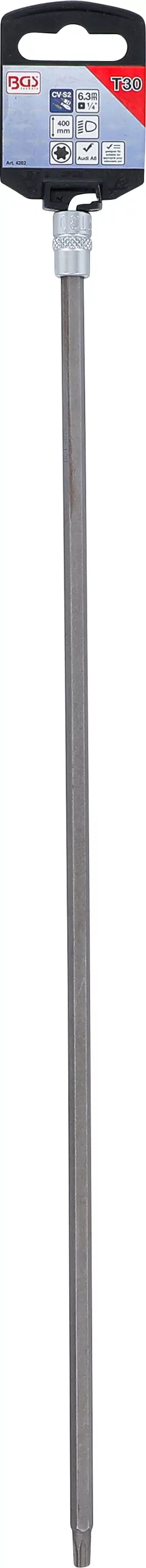 Bit-Einsatz | Länge 400 mm | Antrieb Innenvierkant 6,3 mm (1/4") | T-Profil (für Torx) T30