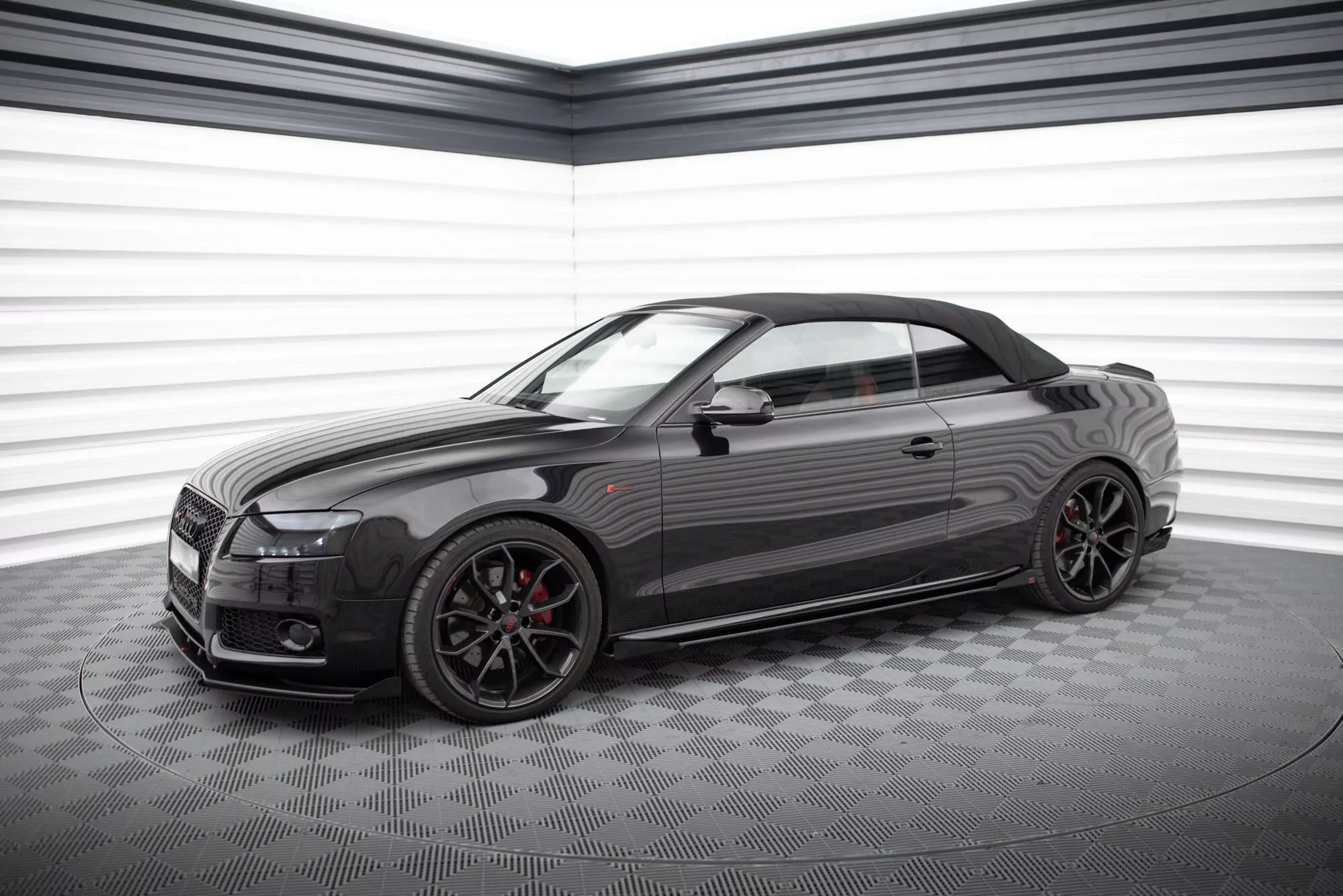 Street Pro Seitenschweller Ansatz Für + Flaps Audi A5 / A5 S-Line / S5 Coupe / Cabrio 8T / 8T Facelift Schwarz Hochglanz