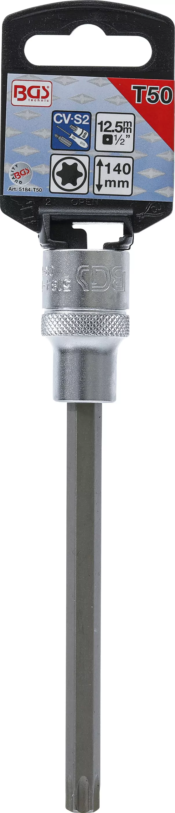 Bit-Einsatz | Länge 140 mm | Antrieb Innenvierkant 12,5 mm (1/2") | T-Profil (für Torx) T50