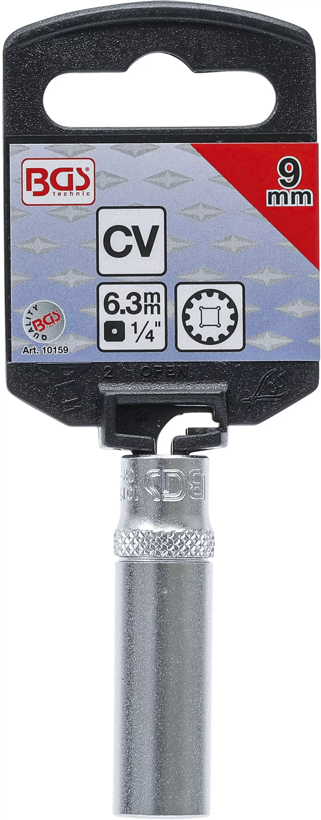 Steckschlüssel-Einsatz Gear Lock, tief | Antrieb Innenvierkant 6,3 mm (1/4") | SW 9 mm