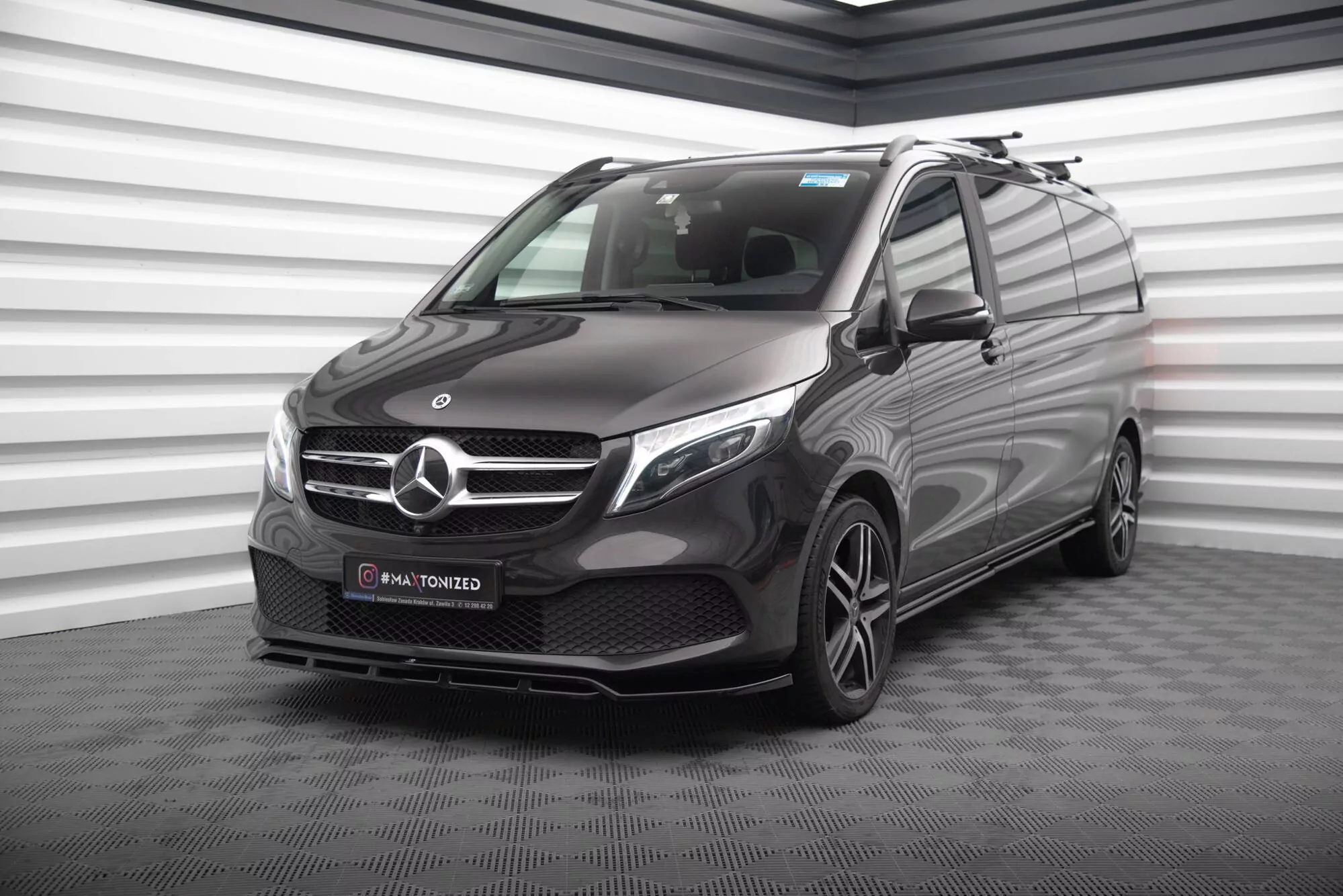 Front Ansatz V.2 Für Mercedes-Benz V-Klasse W447 Facelift Schwarz Hochglanz