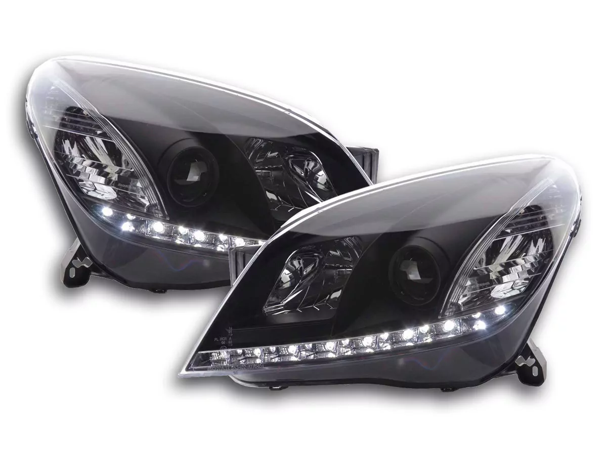 Scheinwerfer Set Daylight LED TFL-Optik Opel Astra H schwarz