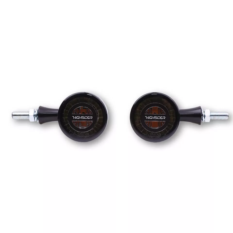 HIGHSIDER pro Rocket Bullet LED Blinker/Positionslicht Schwarz/Getönt 2in1, E-Geprüft (Paar)