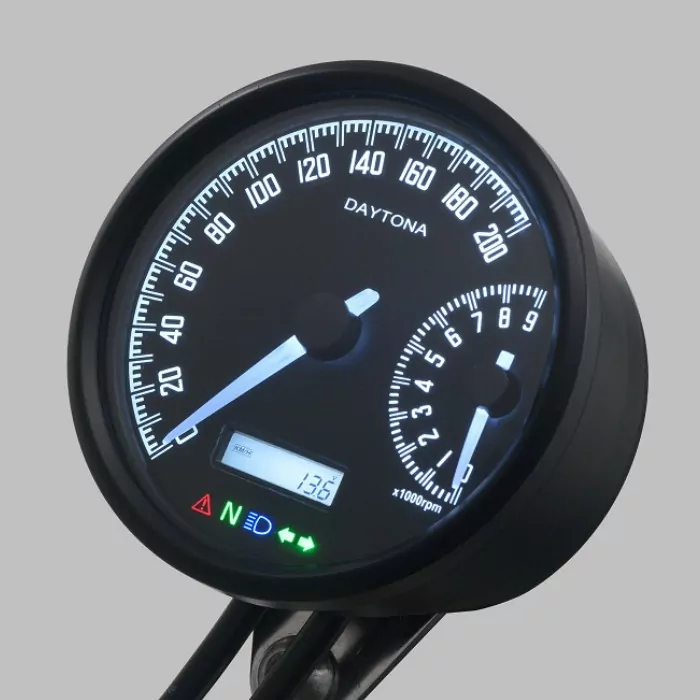 Tachometer & DZM "Velona-W" | -200 km/h Ø 80mm | -9.000 U/min | weiße Beleuchtung
