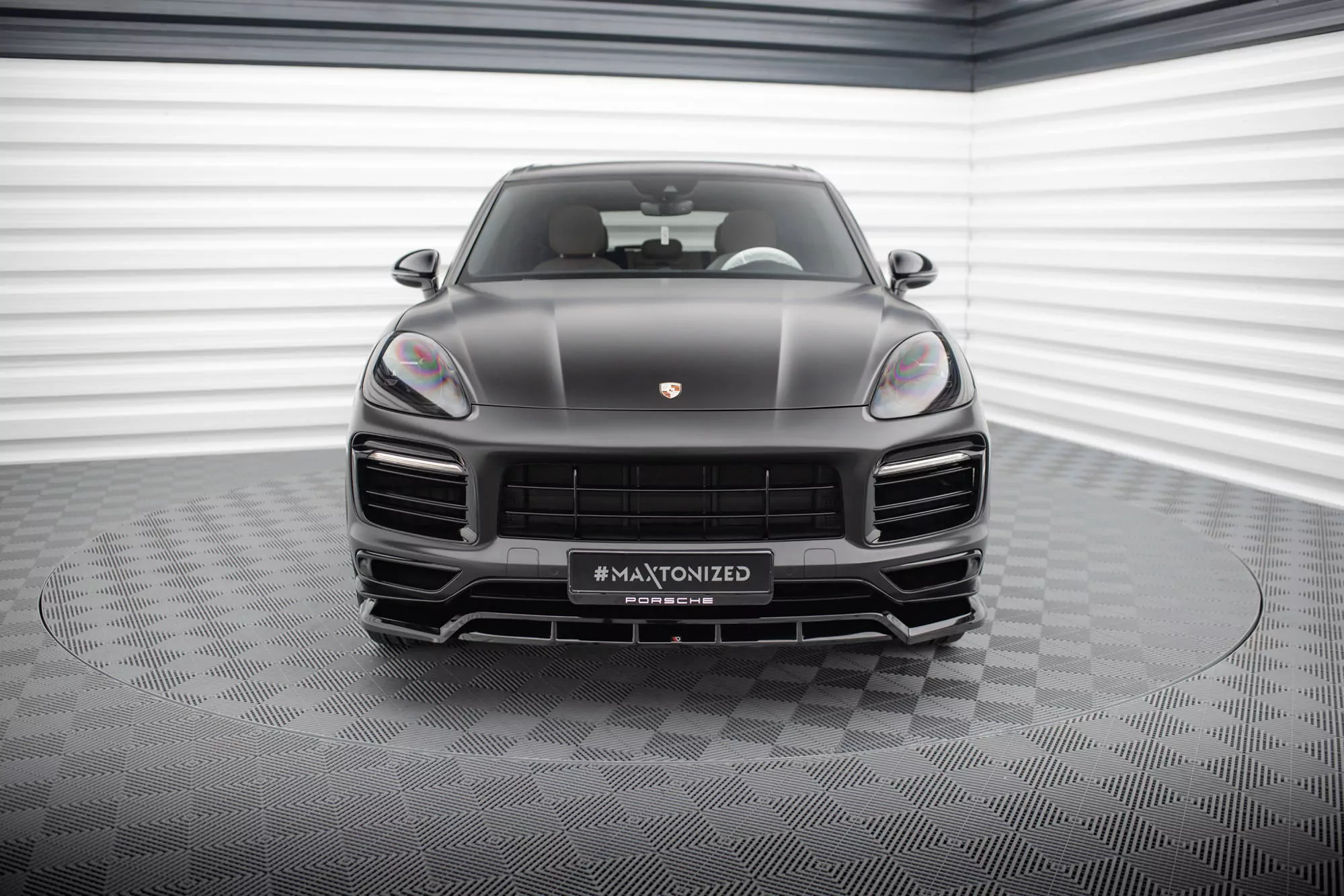 Front Ansatz Für Porsche Cayenne Sport Design Mk3 Schwarz Hochglanz