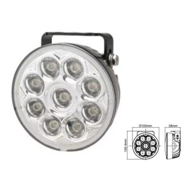 Led-fernscheinwerfer "nove", Chrom, + Halterung, Ø=100 X 58mm, 9 Power Led S, E-geprüft