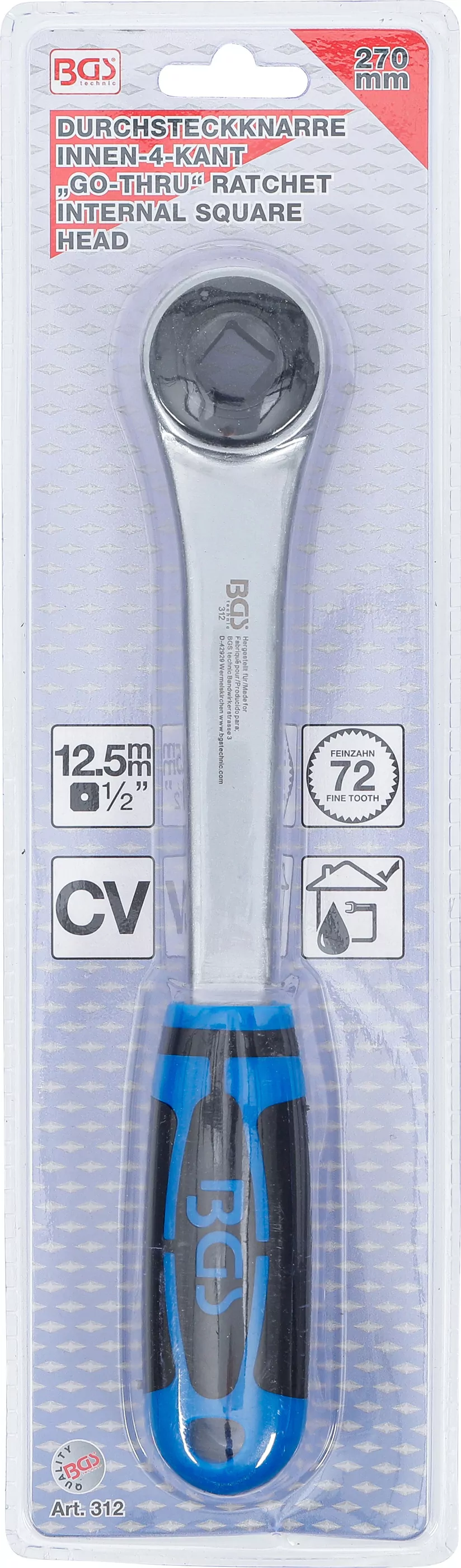 Durchsteckknarre | Abtrieb Innenvierkant 12,5 mm (1/2")