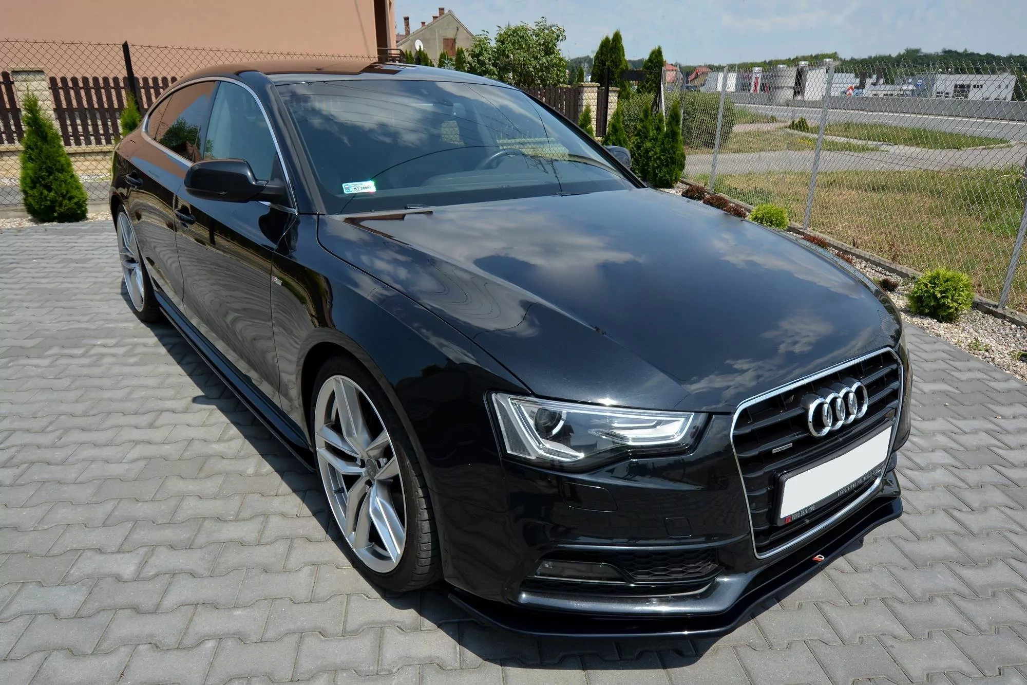 Front Ansatz Passend Für V.2 Passend Für AUDI A5 S-LINE FL Schwarz Hochglanz Schwarz Hochglanz