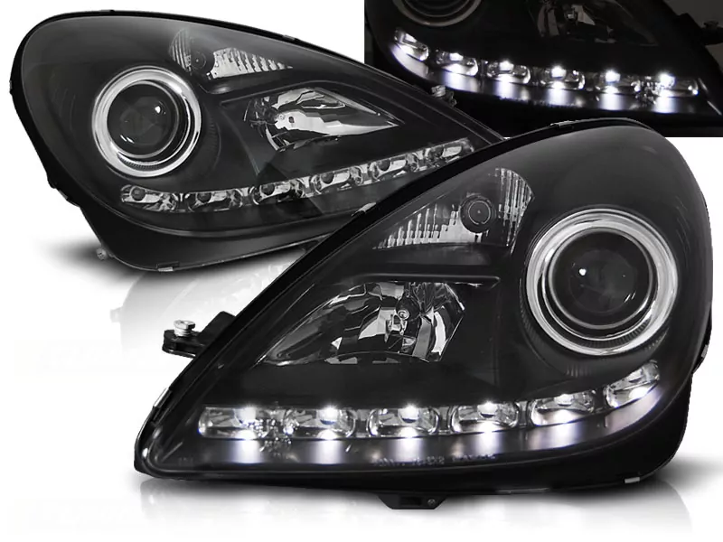Xenon Headlights Daylight Black Fits Mercedes R171 Slk 04-11