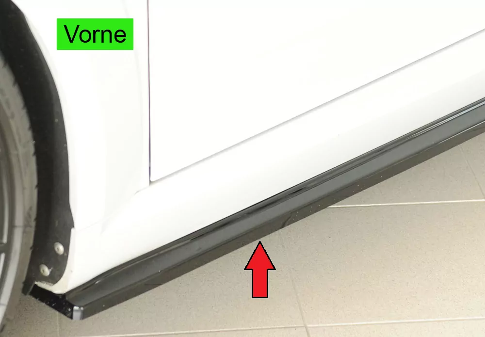 Rieger Seitenschweller links ansatz (ca. 19mm) glanz schwarz für Audi TTS (8J-FV/8S) Roadster 07.14-08.18 (bis Facelift)