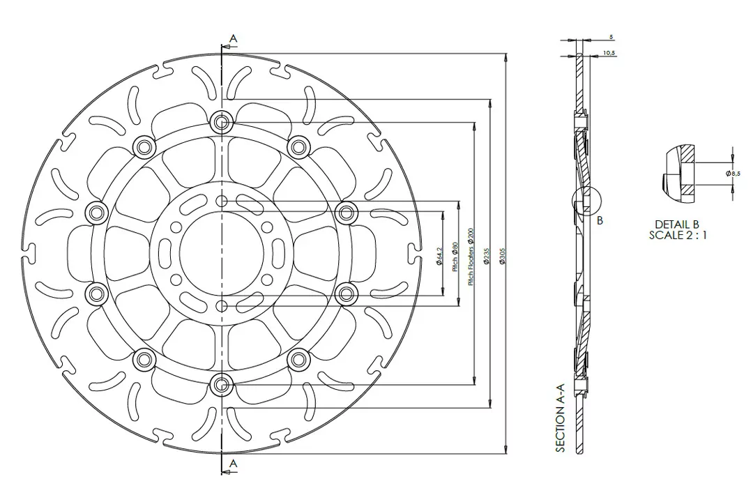 alpha Technik Bremsscheibe Omega-Design ABD33 vorne für KTM 950 SMR / SMT 990 SM LC8 / SMT / SMR