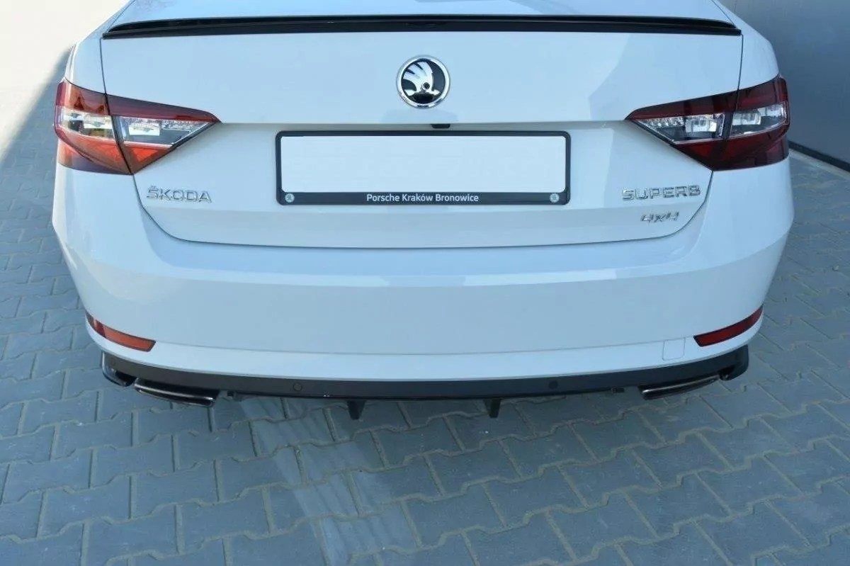 Heck Ansatz Flaps Diffusor Passend Für Diffusor Passend Für SKODA SUPERB III Schwarz Hochglanz Schwarz Hochglanz