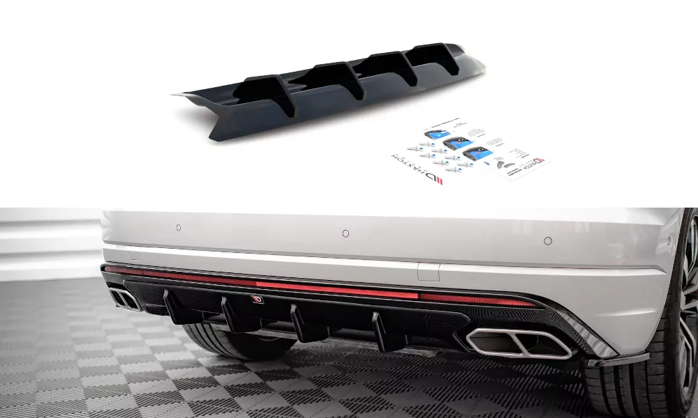 Diffusor Heck Ansatz Für Volkswagen Touareg R-line Mk3 Schwarz Hochglanz