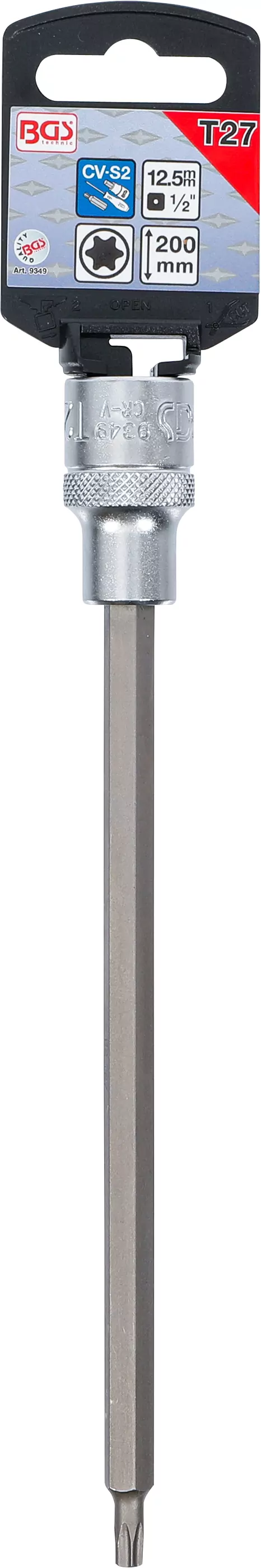 Bit-Einsatz | Länge 200 mm | Antrieb Innenvierkant 12,5 mm (1/2") | T-Profil (für Torx) T27