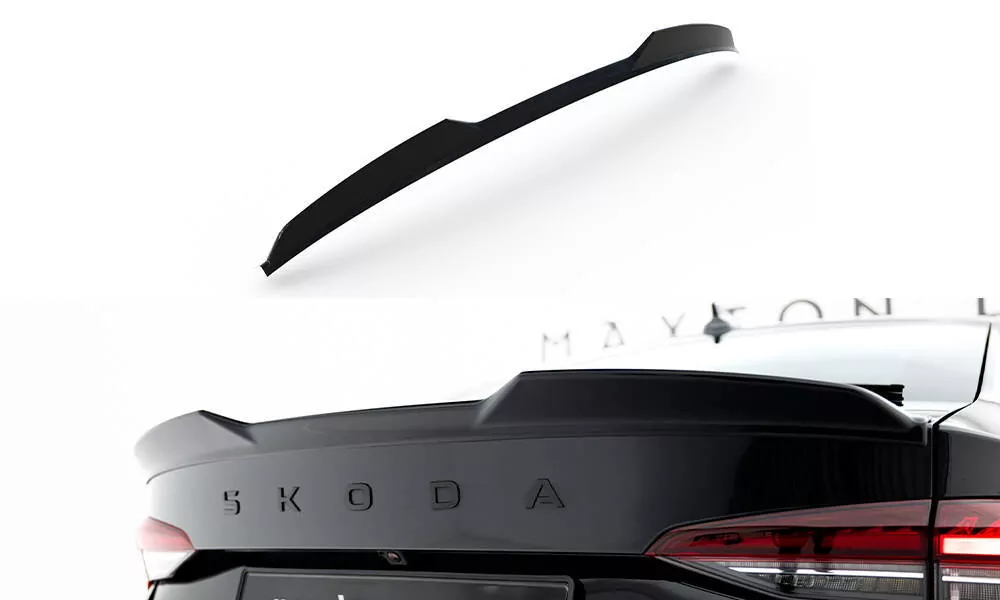 Spoiler CAP Für 3D Skoda Octavia RS Liftback MK4 / Mk4 Facelift Schwarz Hochglanz