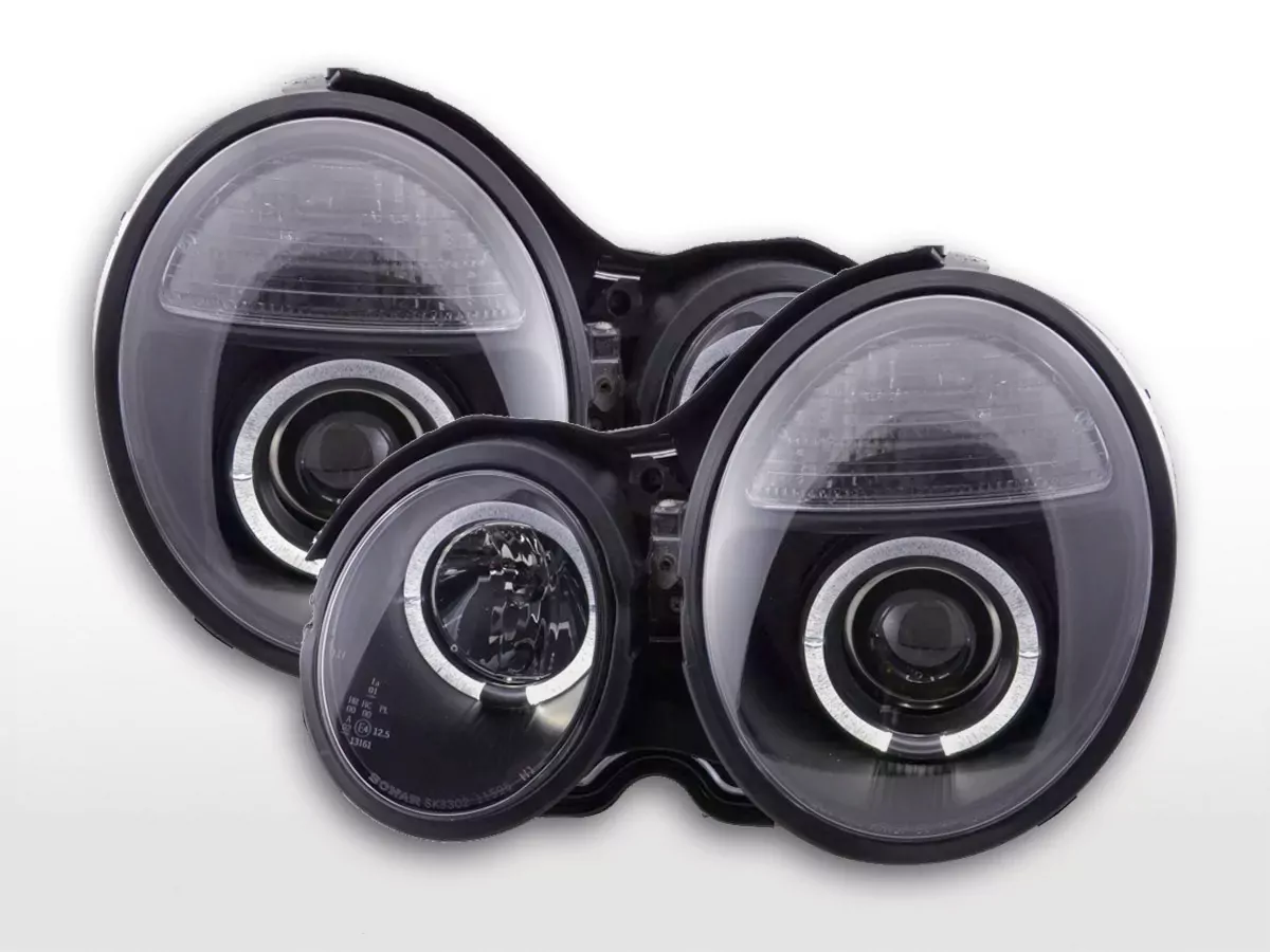 Scheinwerfer Set Angel Eyes Mercedes E-Klasse Typ W210 Bj. 99-01 schwarz