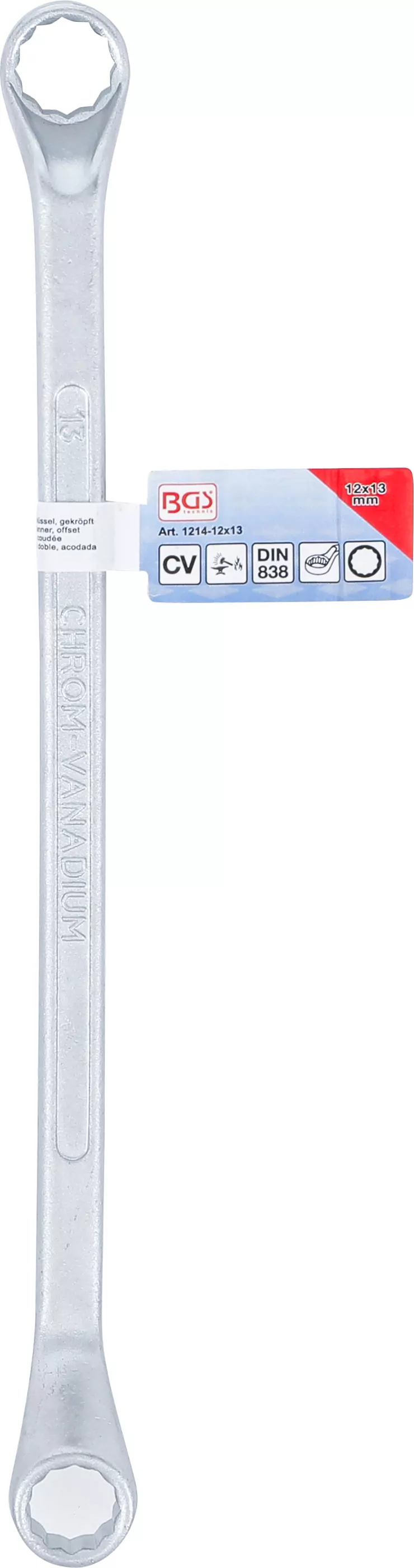 Doppel-Ringschlüssel, gekröpft | SW 12 x 13 mm