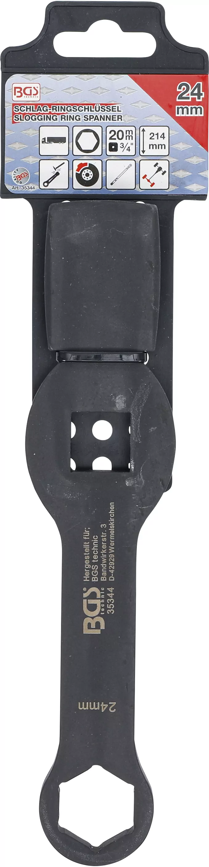 Schlag-Ringschlüssel | Sechskant | mit 2 Schlagflächen | SW 24 mm