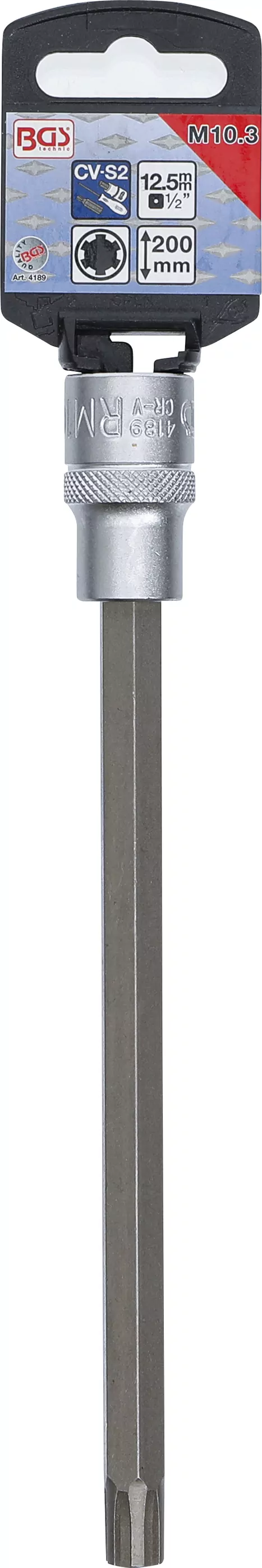 Bit-Einsatz | Länge 200 mm | Antrieb Innenvierkant 12,5 mm (1/2") | Keil-Profil (für RIBE) M10,3