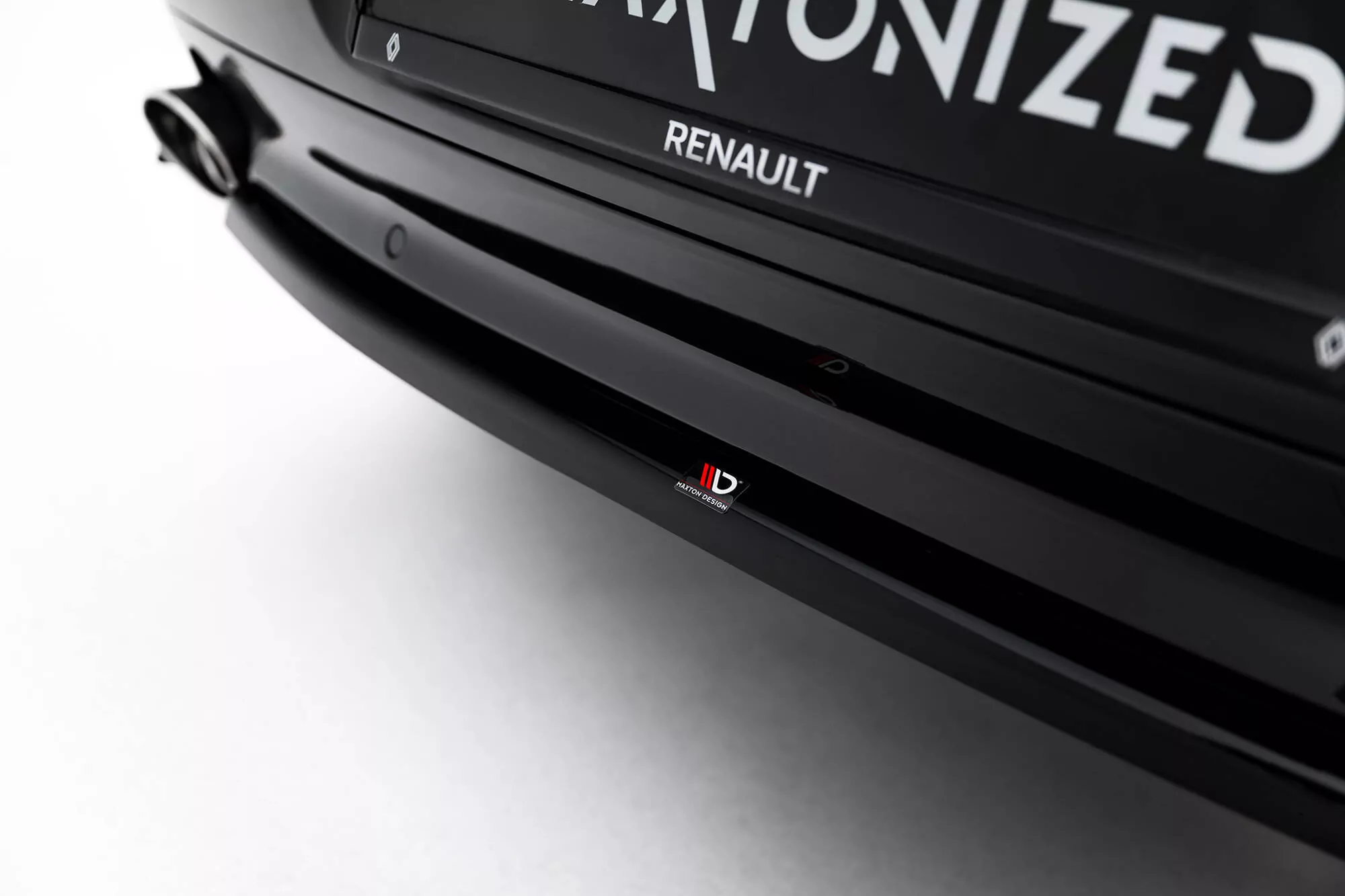 Hinten Splitter Renault Laguna Hatchback GT Mk3 Schwarz Hochglanz