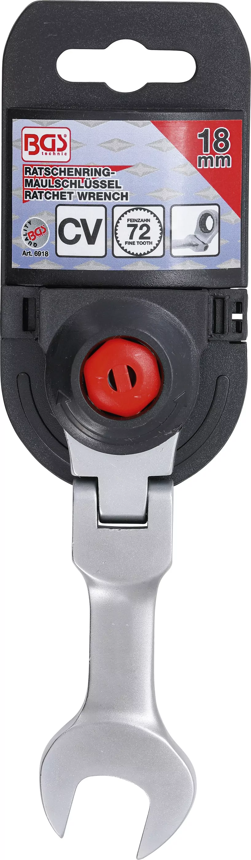 Ratschenring-Maulschlüssel | kurz | abwinkelbar | SW 18 mm