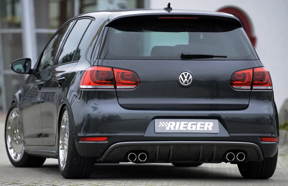 Rieger Heckeinsatz mit 2 Doppelfinnen glanz schwarz für VW Golf 6 Cabrio 10.08-