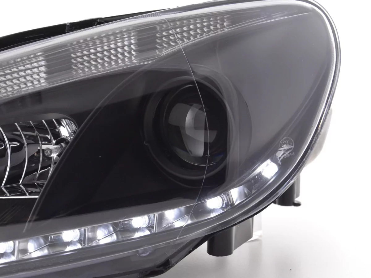 Scheinwerfer Set Daylight LED Tagfahrlicht VW Golf 6 Typ 1K Bj. 08- schwarz für Rechtslenker