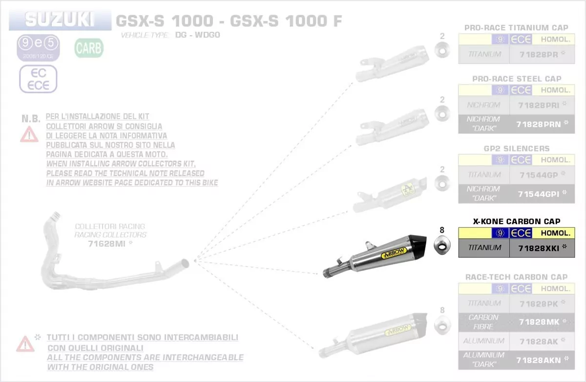 Arrow X-Kone Silencer Suzuki GSX-S 1000 / 1000 F 17-19