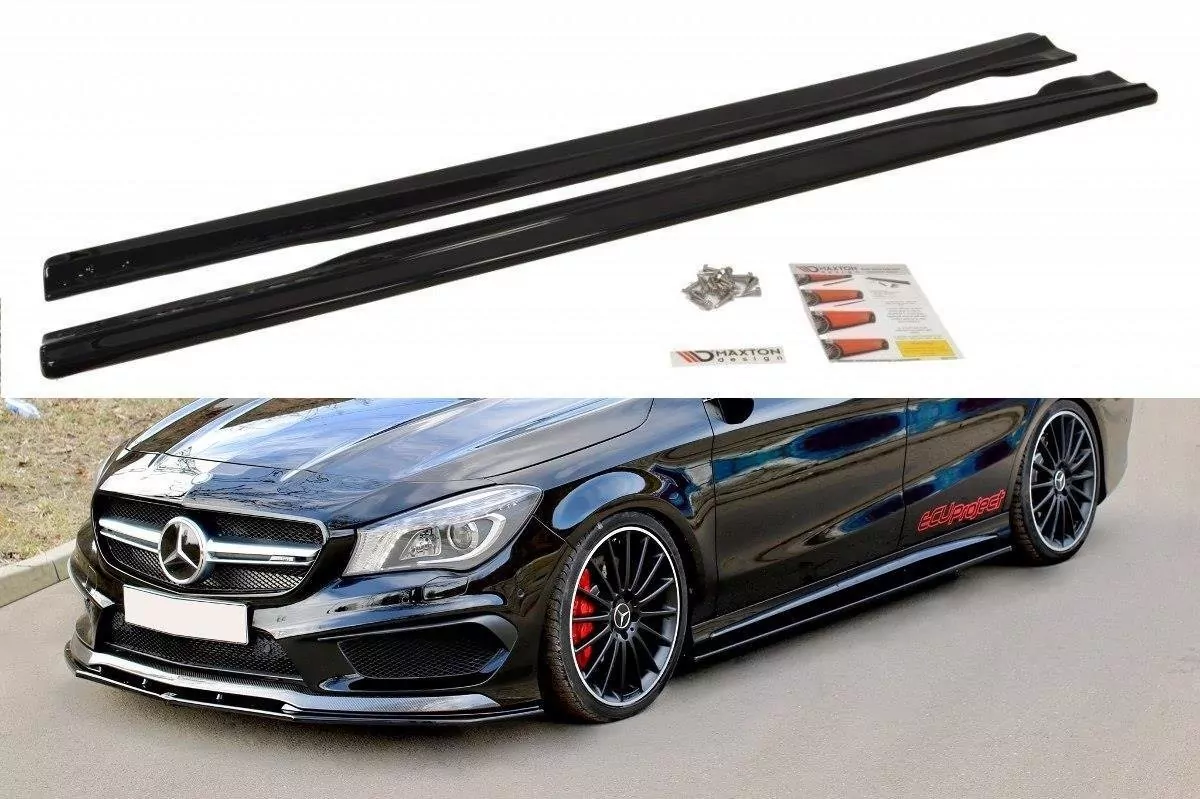 Seitenschweller Ansatz Passend Für Passend Für MERCEDES CLA 45 AMG C117 (vor FL) Schwarz Hochglanz Schwarz Hochglanz