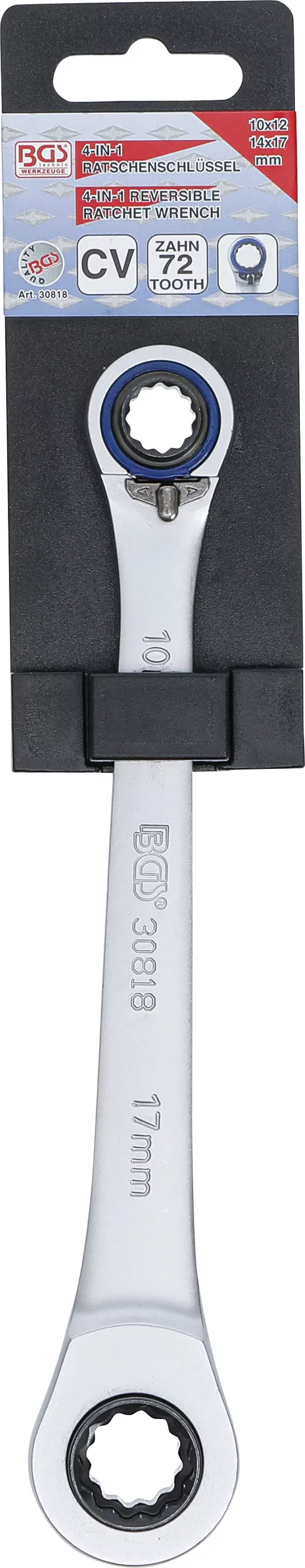 Ratschen-Ringschlüssel "4 in 1" | SW 10 x 12, 14 x 17 mm